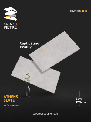 Placi Ceramica Gri Athens Slate Honed 120x60x0,9