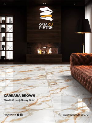 Placi Ceramica White Carrara Brown Honed 120x60x0,9