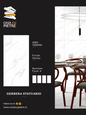 Placi Ceramica White Gerbera Statuario Lucios 120x60x0,9